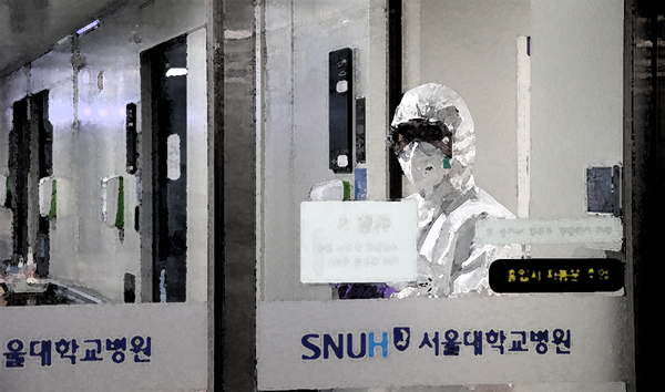 서울대병원 의료진은 레벨D 방호복을 입고 감역격리병동인 39병동에 입원한 코로나19 환자들을 진료하고 있다.(사진제공: 서울대병원).