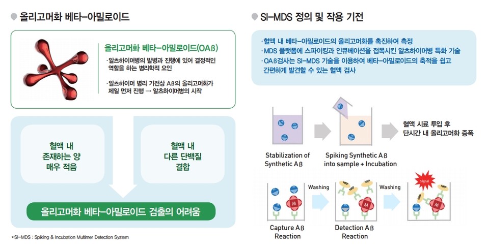 'inBloodTM OAß Test'에 사용되는 SI-MDS 기술 설명 (출처: 피플바이오).