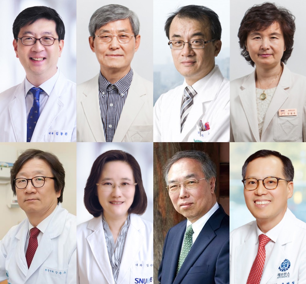 상단 좌측부터 2년 연속 HCR에 선정된 서울대병원 김동완 교수, 삼성서울병원 박근칠 교수, 現 방앤옥 컨설팅 방영주 대표(前 서울대학교병원 교수), 삼성서울병원 안명주 교수. 하단 좌측부터 올해 새롭게 HCR에 선정된 서울아산병원 강윤구 교수, 서울대병원 임석아 교수, 연세의료원 정현철 교수, 연세의료원 조병철 교수