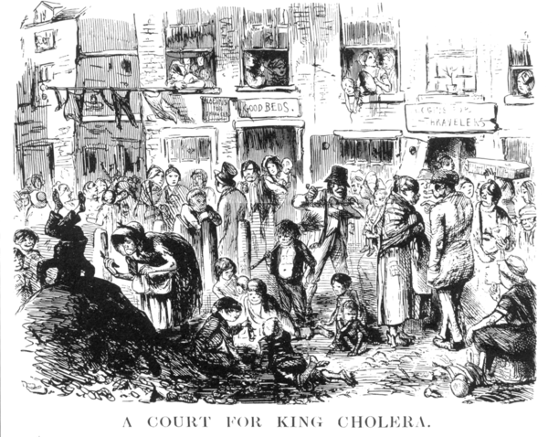 콜레라 왕의 법정(The Court for King Cholera, from 'Punch', 1852). 위키백과 자료.
