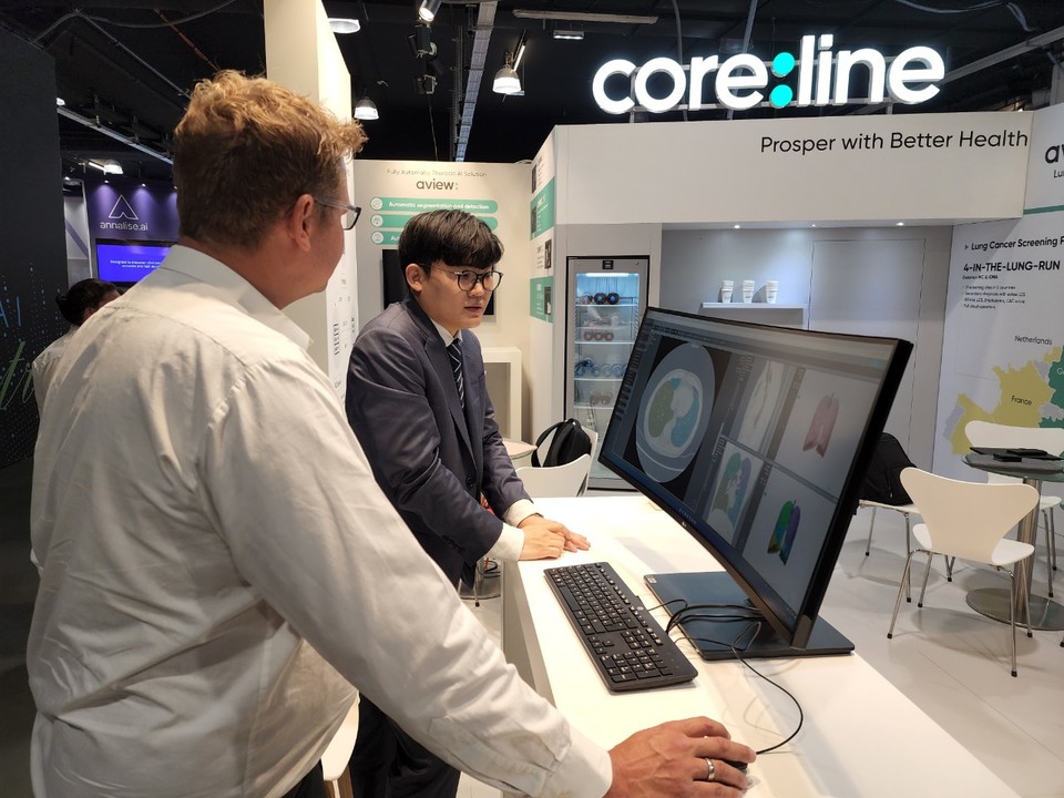 코어라인소프트 ECR 2022 현장 부스 모습.