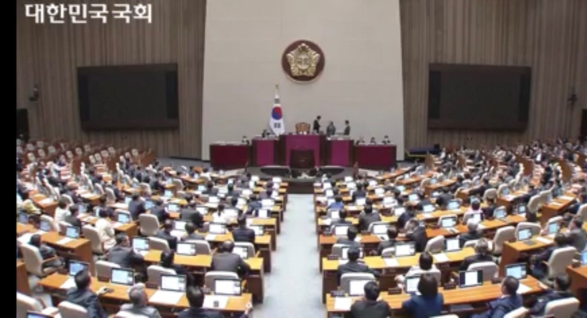 지난 13일 열린 국회 본회의 모습. 간호법 제정안과 의료인 면허취소법(의료법 개정안)은 상정되지 않았다(국회 방송 캡쳐).