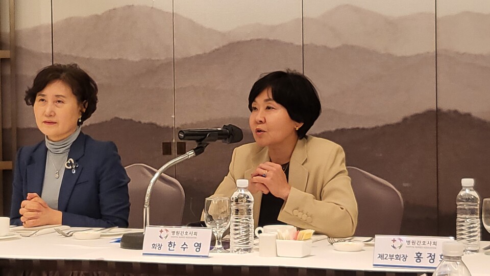 병원간호사회 한수영 회장은 지방 중소병원에서 근무하는 간호사에 대한 처우 개선과 임금 향상을 강조했다(ⓒ청년의사).