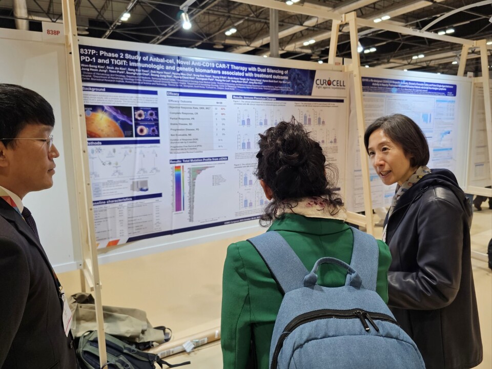 ESMO 2023 큐로셀 포스터 발표 모습(©청년의사).
