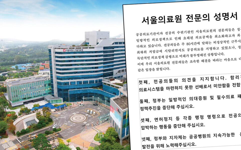 서울의료원 전문의 94명이 29일 성명을 통해 "선배로서 합리적인 의료시스템을 마련하지 못했다"며 미안함을 전했다(ⓒ청년의사). 
