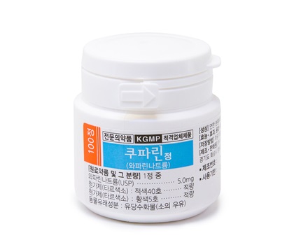 쿠파린정5밀리그램(사진제공: 하나제약)
