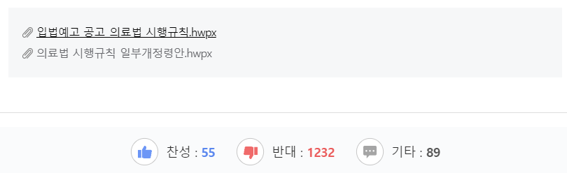 13일 오후 6시 현재 보건복지부 홈페이지 관련 행정예고 상황(보건복지부 홈페이지 캡쳐).
