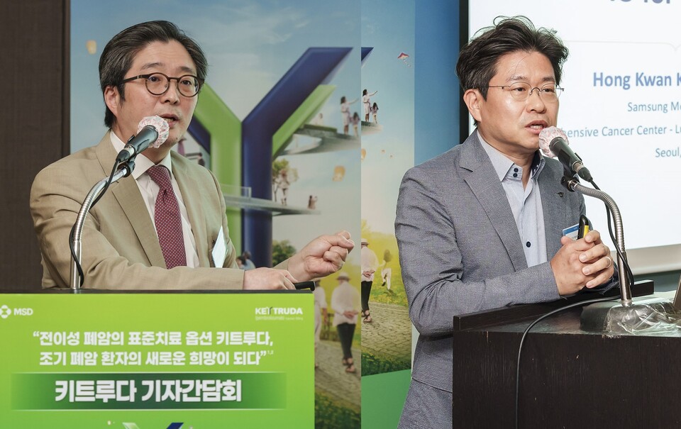 삼성서울병원 혈액종양내과 이세훈 교수(좌)와 흉부외과 김홍관 교수(우)