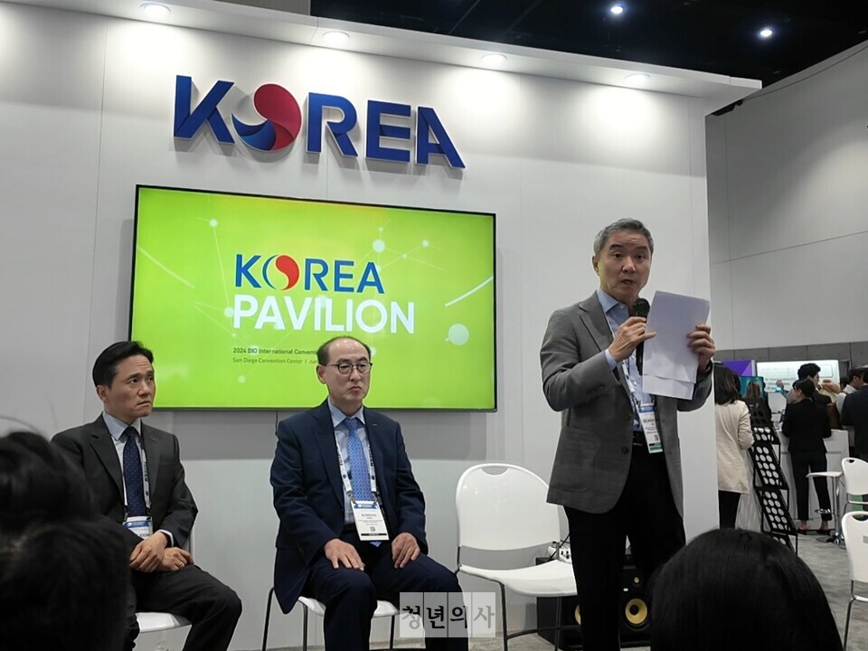 3일(현지시간) 미국 캘리포니아 샌디에이고 컨벤션센터에서 열린 바이오USA 2024 행사 가운데 한국관 기자간담회가 진행됐다. 