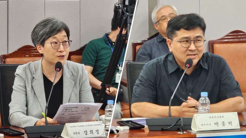 서울의대·서울대병원 교수협의회 강희경 비상대책위원장(왼쪽)과 대한의사협회 박종혁 총무이사는 의료계가 바라보는 의료개혁의 개선안을 제안했다(ⓒ청년의사).