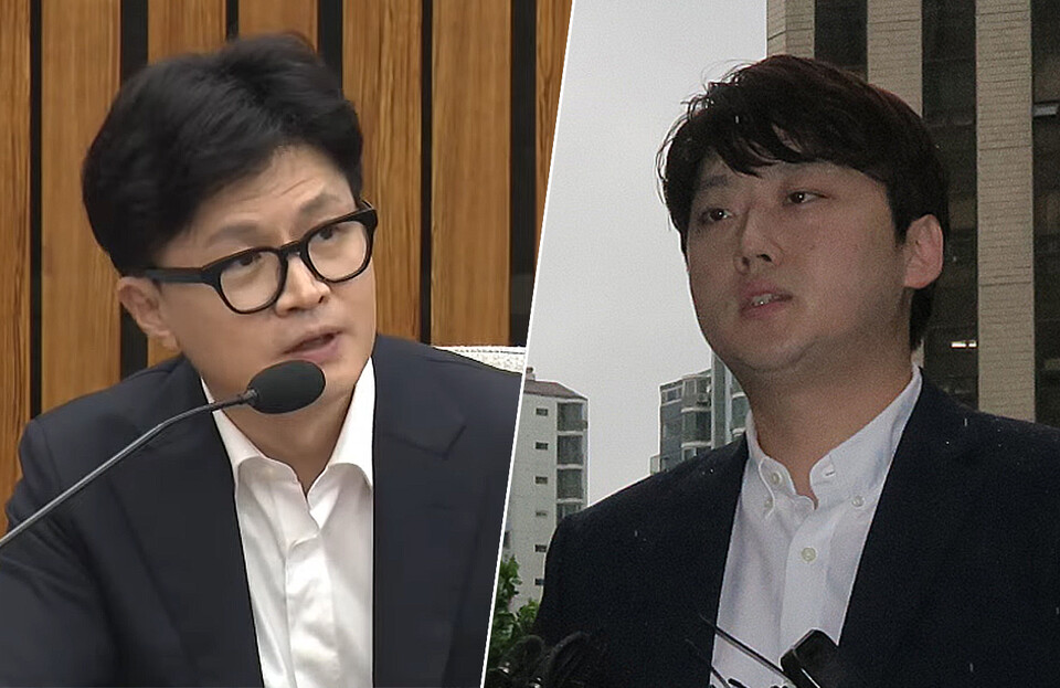 국민의힘 한동훈 대표(왼쪽)가 대한전공의협의회 박단 비상대책위원장과 소통하며 "읍소하는 수준"으로 여야의정협의체 참여를 요청하고 있다고 알려졌다(ⓒ청년의사).