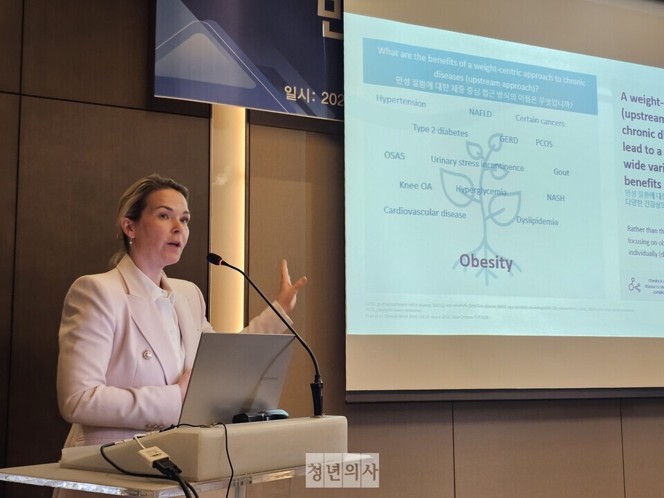 한국 노보노디스크제약 줄리 브로에 오노레(Julie Broët Onoré) CMR 디렉터 모습.