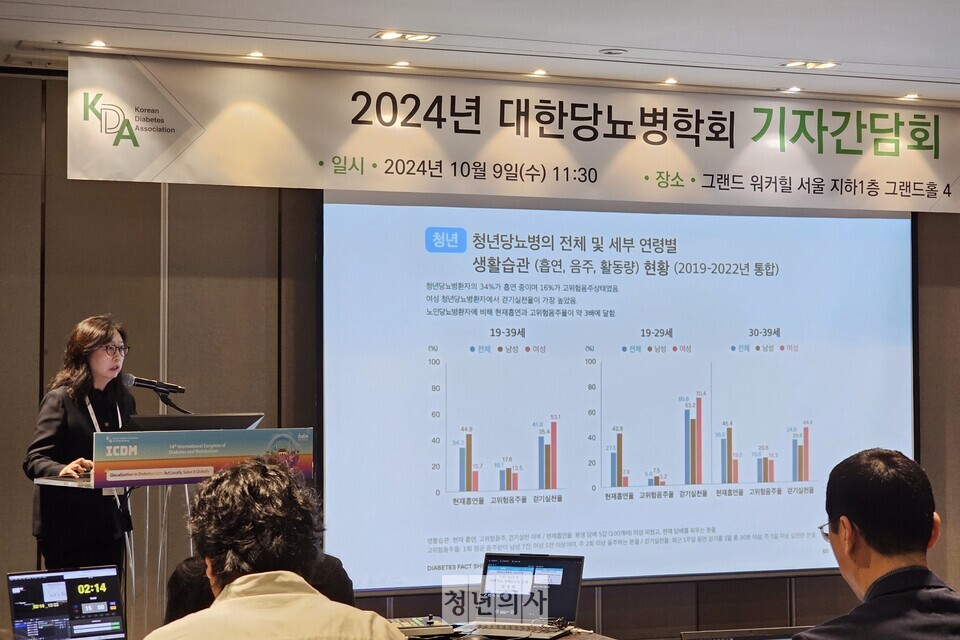 분당서울대병원 내과 최성희 교수가 대한당뇨병학회 2024 팩트시트에 대해 발표하고 있다. 