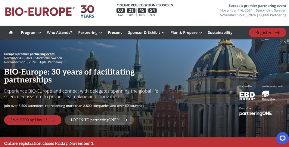 바이오 유럽 홈페이지 갈무리.