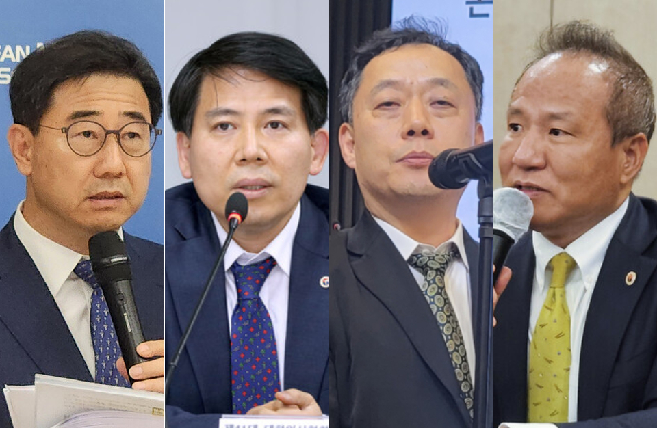 대한의사협회 비상대책위원장 선거가 4파전으로 치뤄진다. 사진 왼쪽부터 대한의학회 박형욱 부회장, 경기도의사회 이동욱 회장, 대한병원의사협의회 주신구 회장, 서울시의사회 황규석 회장(ⓒ청년의사).