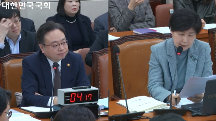 (왼쪽부터)보건복지부 조규홍 장관, 더불어민주당 백혜련 의원(국회방송 캡쳐).