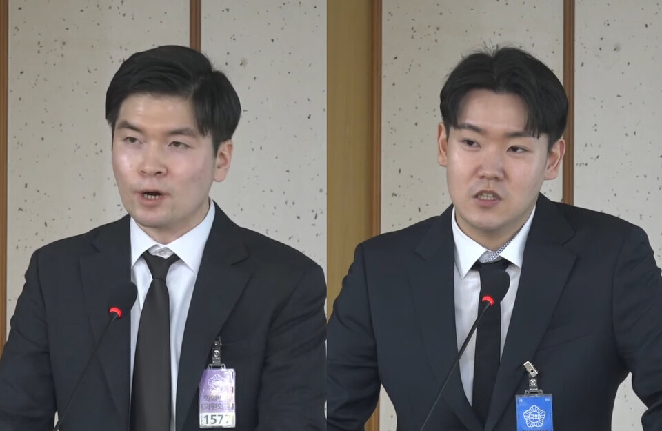 사직 전공의인 김은식 전 세브란스병원 전공의협의회장과 김준형 전 순천향대병원 전공의협의회장은 과도한 근무에도 제대로 된 전문의 수련을 받지 못하는 현실을 비판했다(ⓒ청년의사).