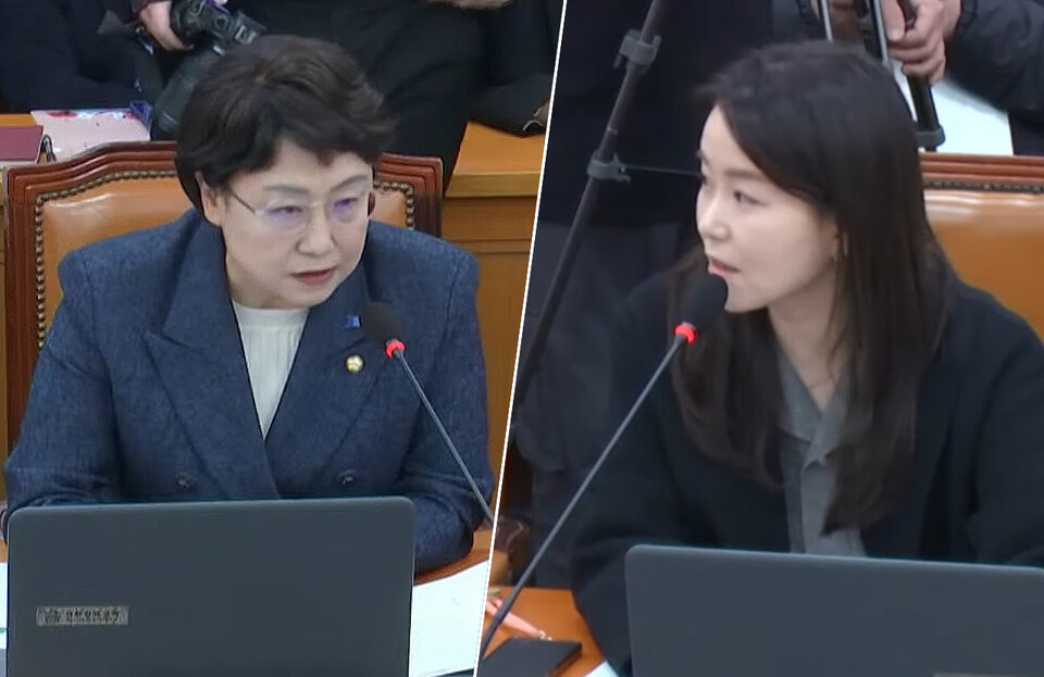 조국혁신당 김선민 의원(왼쪽)과 개혁신당 이주영 의원은 18일 국회 보건복지위원회 전체회의에서 의료인력수급추계위원회 구성 관련 법이 통과된다고 해도 의대생과 전공의들이 복귀하지는 않는다고 했다(ⓒ청년의사).