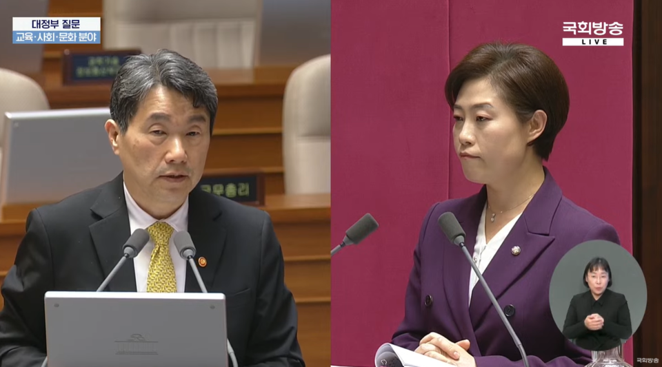 교육부 이주호 장관은 수업 거부 의대생들에 대한 유급 처분은 "학칙에 따른 의대 교육 정상화로 풀어야 한다"고 말했다(사진출처: 국회방송 공식 유튜브 생중계 갈무리).