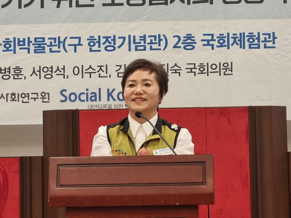 보건의료노조 최희선 위원장은 노정합의 재이행을 주장했다(ⓒ청년의사).