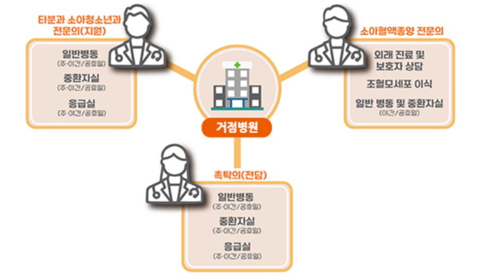 보건복지부의 ‘소아청소년암 진료체계 구축사업’ 거점병원형 모델 