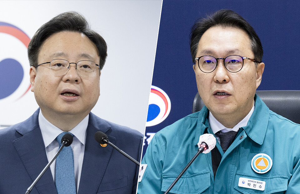 대한의사협회 대의원회는 조규홍 전 보건복지부 장관(왼쪽)과 박민수 전 제2차관에게 의대 증원 정책으로 의료대란을 촉발한 책임을 묻겠다고 했다(ⓒ청년의사).