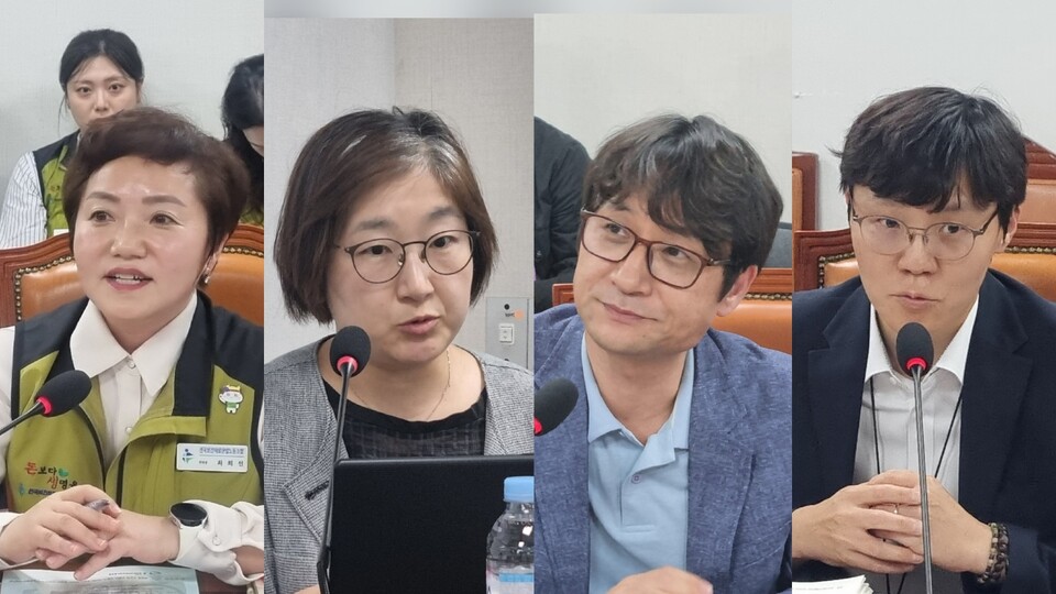 보건의료노조 최희선 위원장, 함께하는연구 이정은 연구위원, 전북한걸음부모회 윤희만 공동대표, 보건복지부 장애인건강과 임현규 과장이 발언하고 있다(©청년의사).