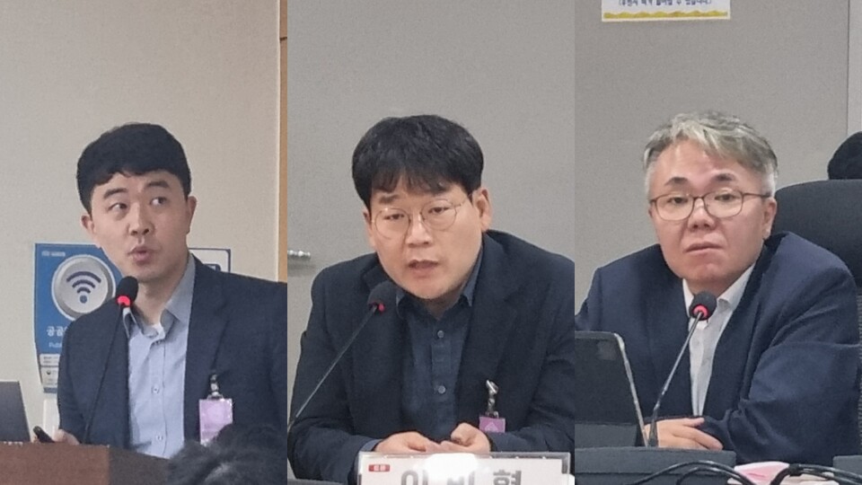 (왼쪽부터)한국리서치 이동한 팀장, 벤처기업협회 이민형 팀장, 보건복지부 성창현 보건의료정책과장은 비대면 진료 제도화 필요성에 대해 이야기했다(ⓒ청년의사).