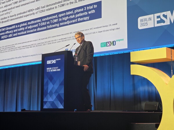 18일 유럽종양학회 연례학술대회(ESMO 2024)에서 엔허투 3상 임상인 DESTINY-Breast05 결과가 발표됐다.  
